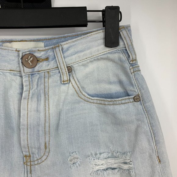 One Teaspoon Denim Skirt Blue 2020 High Waist Mini Distressed Fray Hem - Picture 3 of 13